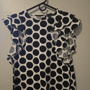 Who What Wear Black and White Polka Dot Blouse